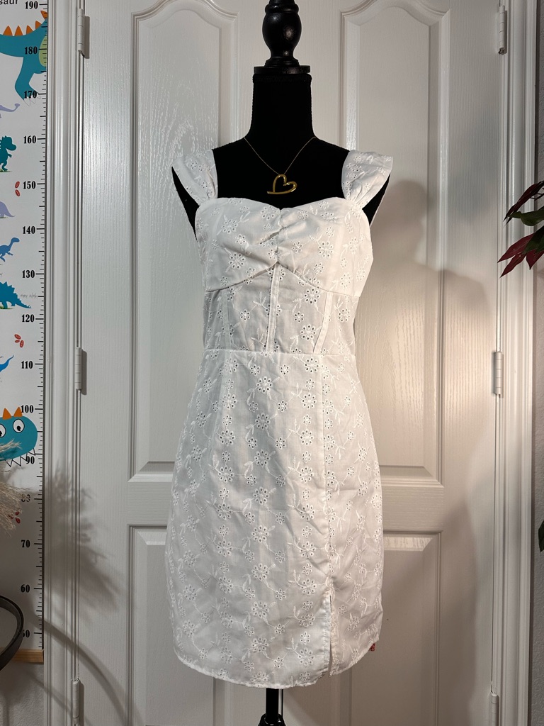 Shein White Eyelet Sweetheart Mini Dress